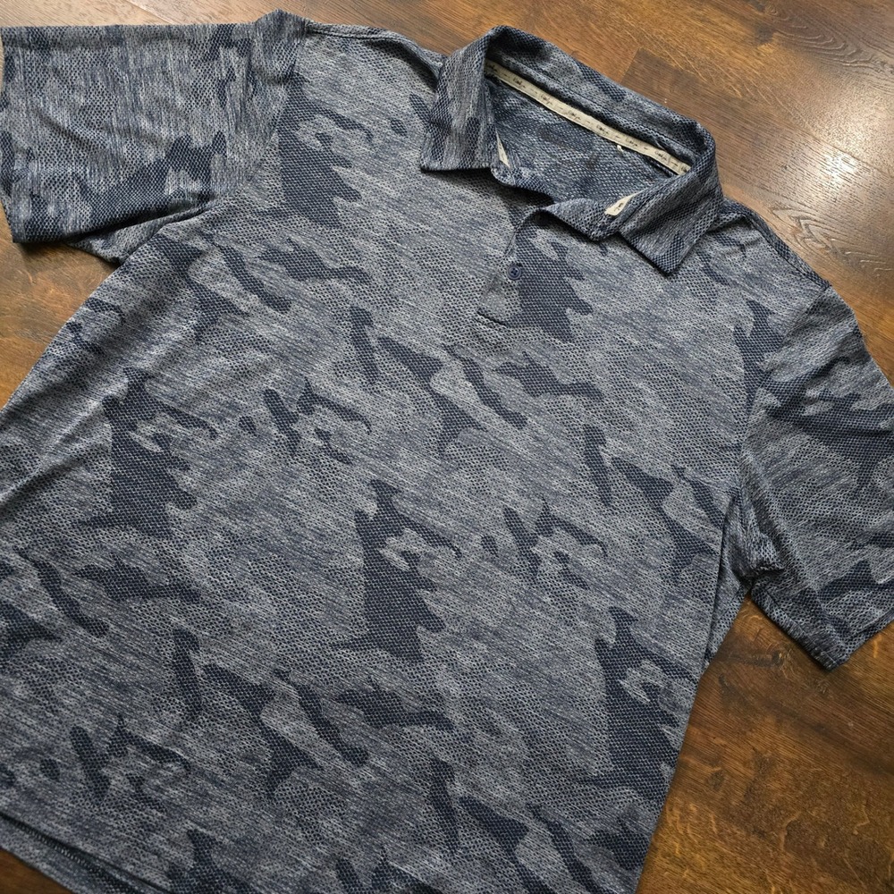 Walter Hagen‎ Mens Medium Blue Camo Golf Polo Shirt Short Sleeve Performance